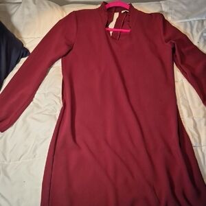 Elegant Burgundy Long Sleeve Dress